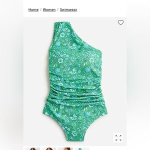 J. Crew ruched one-shoulder one-piece swimsuit in marigold blooms. New w/tags.
